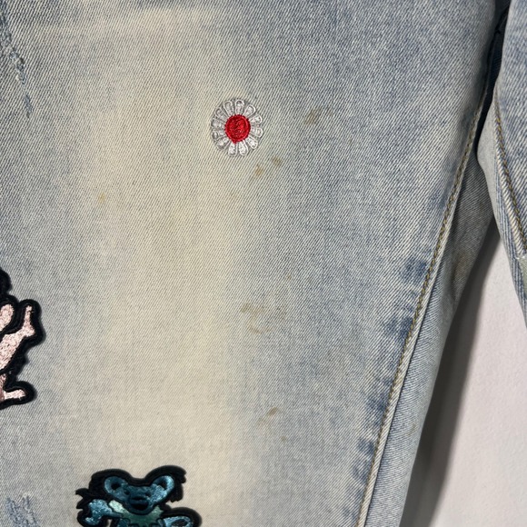 Mens Amiri Grateful Dead Blue Jeans Patches Bears Streetwear Cotton Elastane 36 - Picture 5 of 10